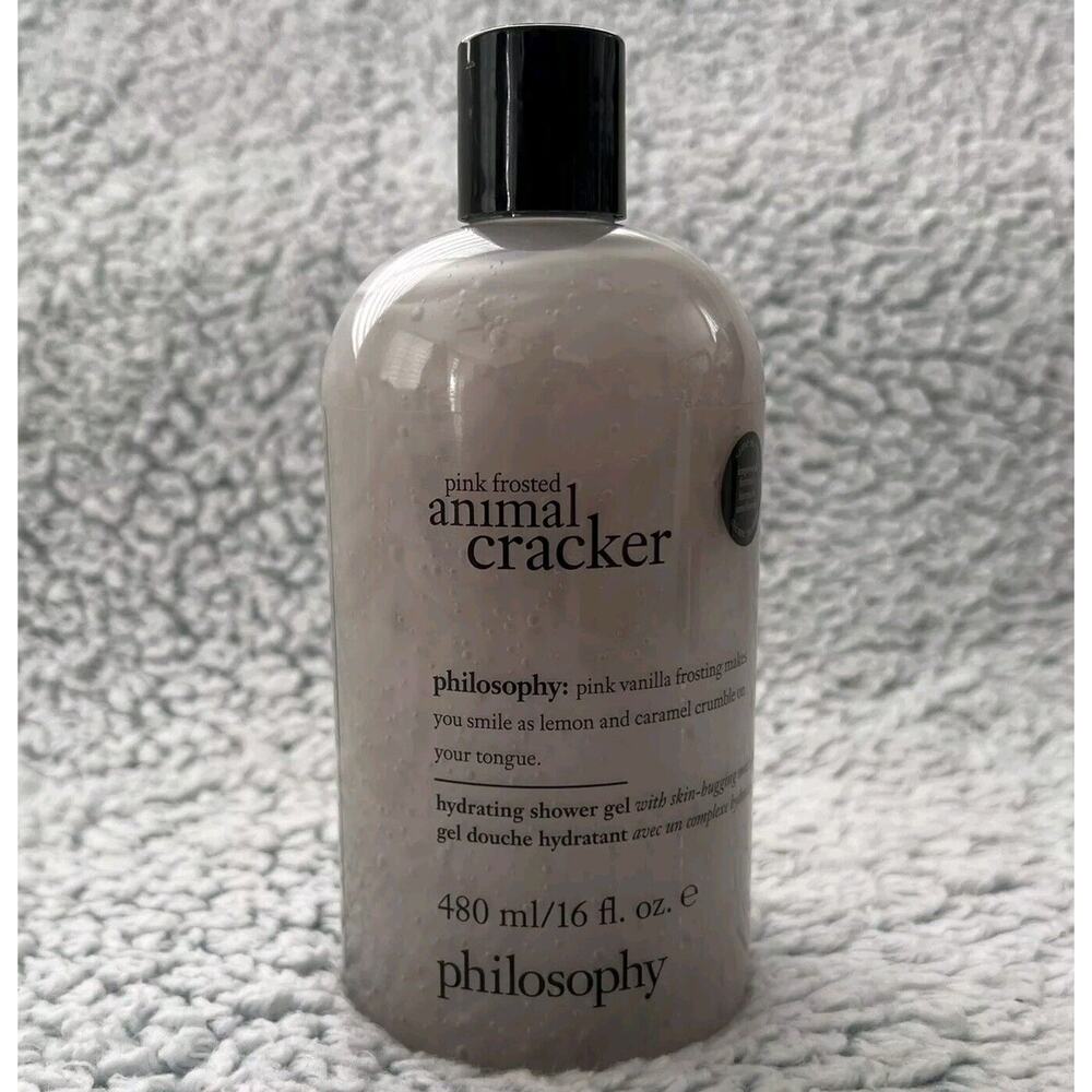 Philosophy PINK FROSTED ANIMAL CRACKER Shampoo Shower Gel Bath 16 oz Gray NEW